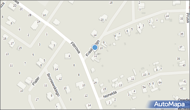 Sławno, Krasickiego Ignacego, bp., 11a, mapa Sławno