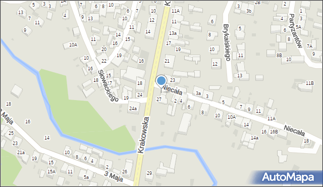 Słomniki, Krakowska, 27a, mapa Słomniki