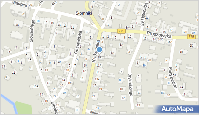 Słomniki, Krakowska, 9A, mapa Słomniki