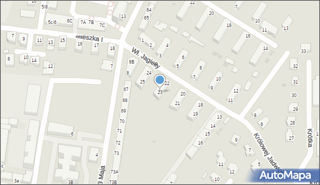 Słubice, Króla Władysława Jagiełły, 23, mapa Słubice