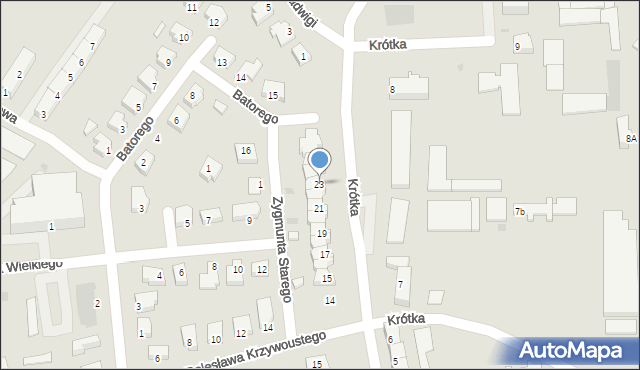 Słubice, Krótka, 23, mapa Słubice