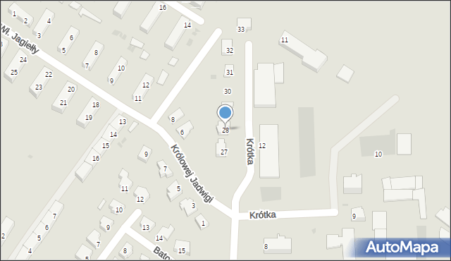 Słubice, Krótka, 28, mapa Słubice