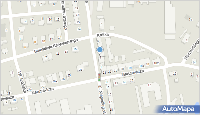 Słubice, Krótka, 3, mapa Słubice