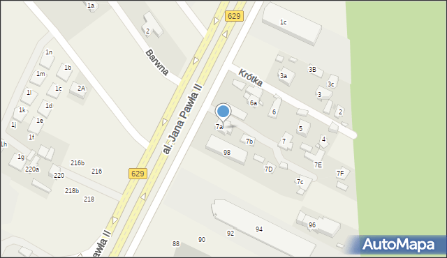 Słupno, Krótka, 7a, mapa Słupno