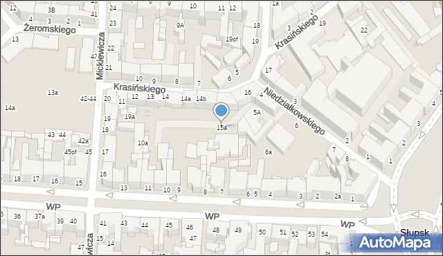 Słupsk, Krasińskiego Zygmunta, 15a, mapa Słupska