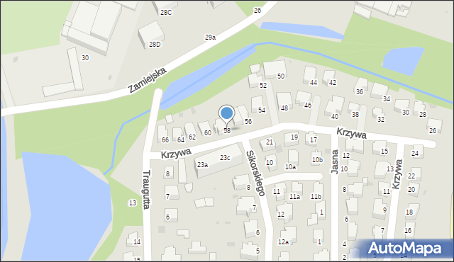 Słupsk, Krzywa, 58, mapa Słupska