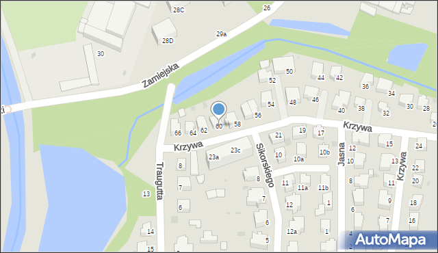 Słupsk, Krzywa, 60, mapa Słupska