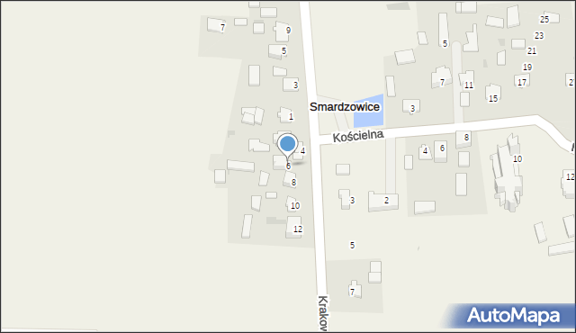 Smardzowice, Krakowska, 6, mapa Smardzowice