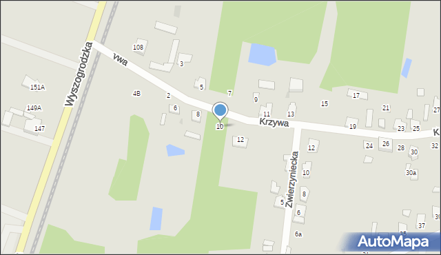 Sochaczew, Krzywa, 10, mapa Sochaczew