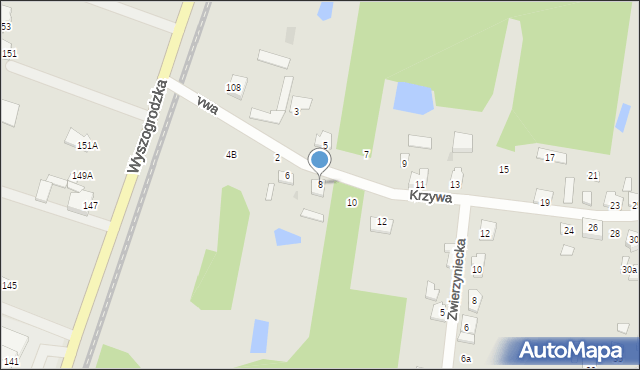 Sochaczew, Krzywa, 8, mapa Sochaczew