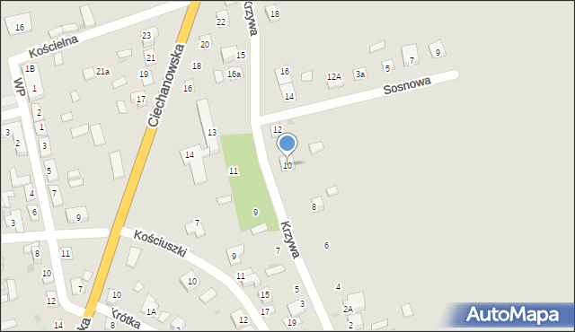 Sochocin, Krzywa, 10, mapa Sochocin