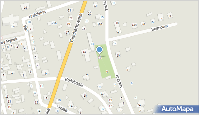 Sochocin, Krzywa, 11, mapa Sochocin