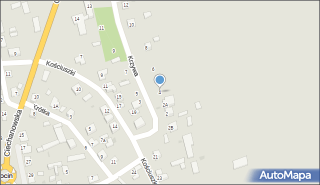 Sochocin, Krzywa, 4, mapa Sochocin