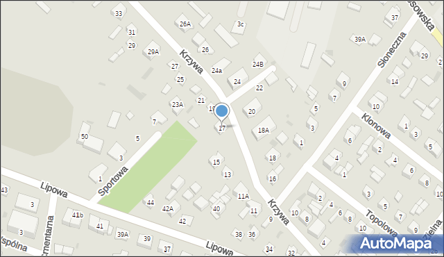 Sokołów Podlaski, Krzywa, 17, mapa Sokołów Podlaski