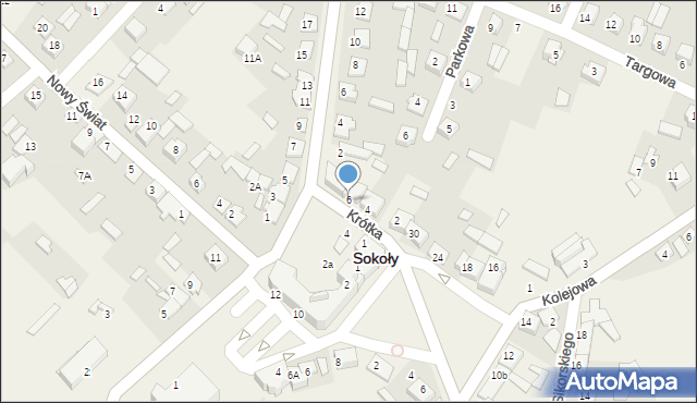 Sokoły, Krótka, 6, mapa Sokoły