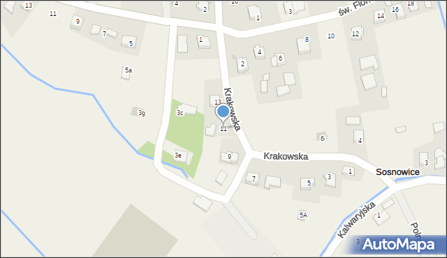 Sosnowice, Krakowska, 11, mapa Sosnowice