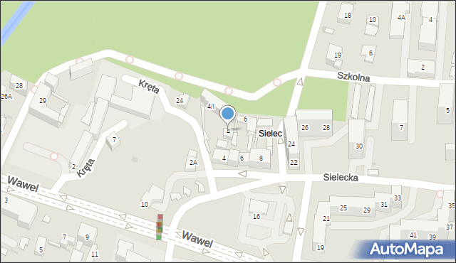 Sosnowiec, Kręta, 4, mapa Sosnowca