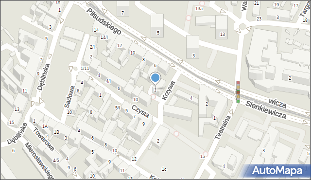 Sosnowiec, Krzywa, 1, mapa Sosnowca