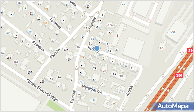 Sosnowiec, Krótka, 1, mapa Sosnowca