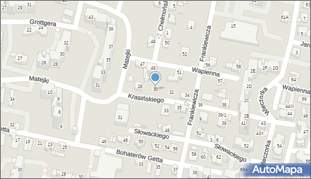 Sosnowiec, Krasińskiego Zygmunta, 30, mapa Sosnowca