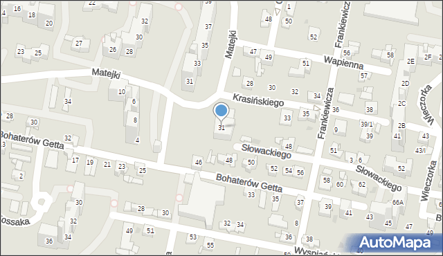 Sosnowiec, Krasińskiego Zygmunta, 31, mapa Sosnowca