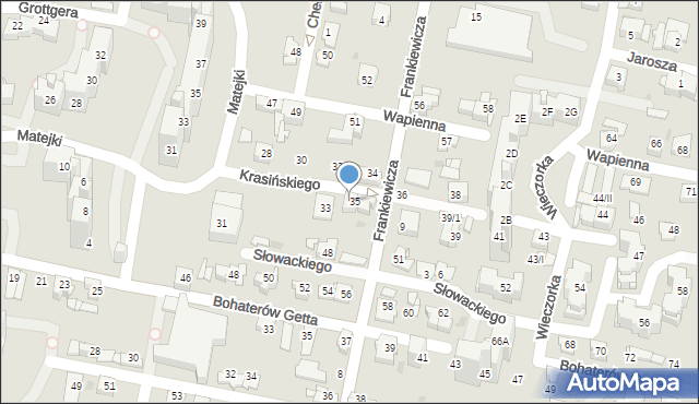 Sosnowiec, Krasińskiego Zygmunta, 35/2, mapa Sosnowca