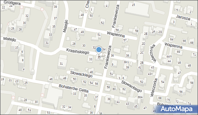 Sosnowiec, Krasińskiego Zygmunta, 35, mapa Sosnowca