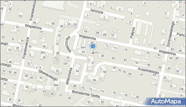 Sosnowiec, Krasińskiego Zygmunta, 46, mapa Sosnowca