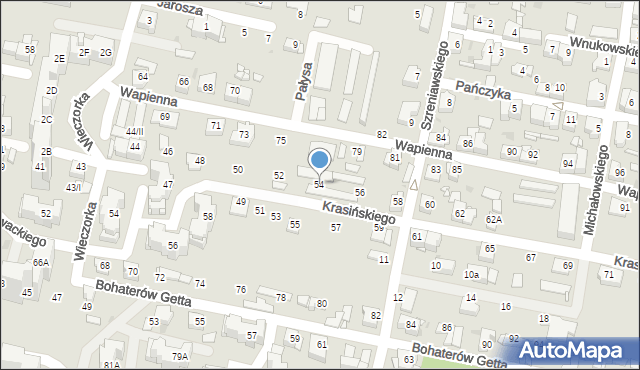 Sosnowiec, Krasińskiego Zygmunta, 54, mapa Sosnowca