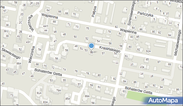 Sosnowiec, Krasińskiego Zygmunta, 55, mapa Sosnowca