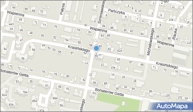 Sosnowiec, Krasińskiego Zygmunta, 61, mapa Sosnowca