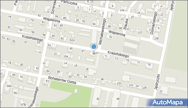 Sosnowiec, Krasińskiego Zygmunta, 69, mapa Sosnowca