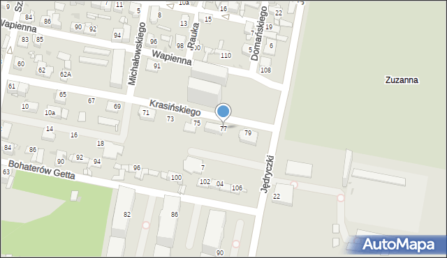 Sosnowiec, Krasińskiego Zygmunta, 77, mapa Sosnowca