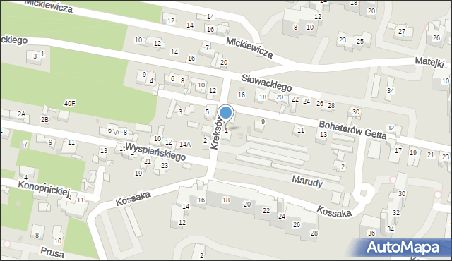 Sosnowiec, Kreksów Mateusza i Władysława, 1, mapa Sosnowca