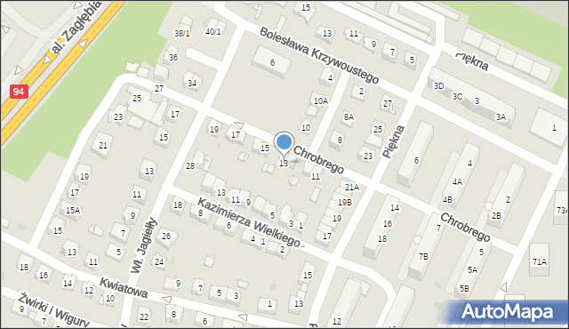 Sosnowiec, Króla Bolesława Chrobrego, 13, mapa Sosnowca