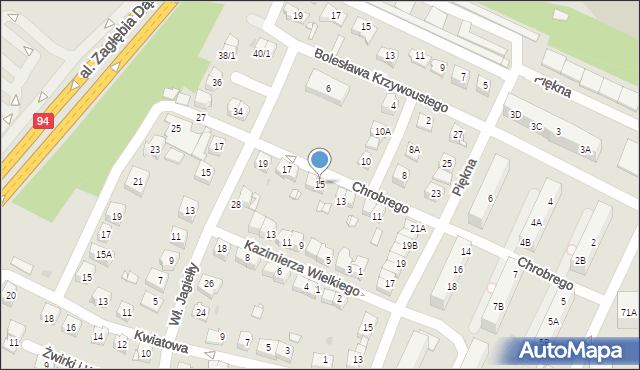Sosnowiec, Króla Bolesława Chrobrego, 15, mapa Sosnowca