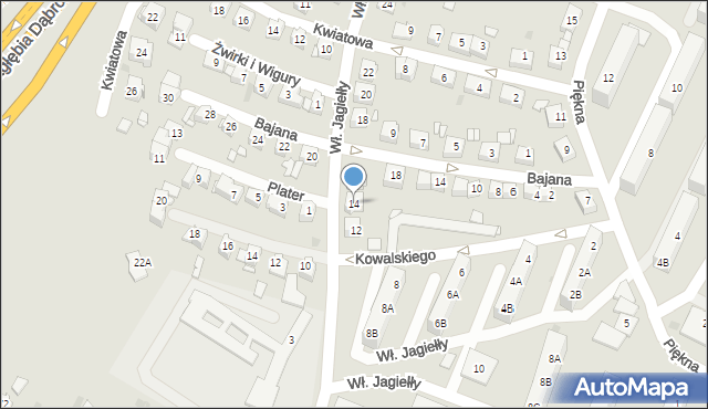 Sosnowiec, Króla Władysława Jagiełły, 14, mapa Sosnowca