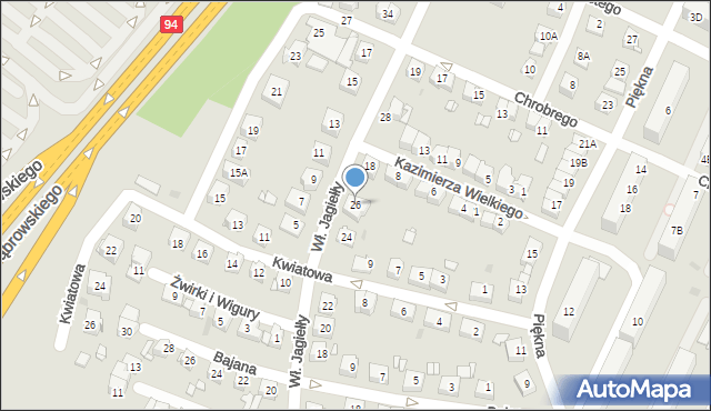 Sosnowiec, Króla Władysława Jagiełły, 26, mapa Sosnowca