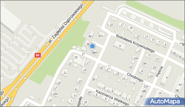 Sosnowiec, Króla Władysława Jagiełły, 34/2, mapa Sosnowca