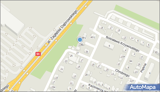 Sosnowiec, Króla Władysława Jagiełły, 36/1, mapa Sosnowca