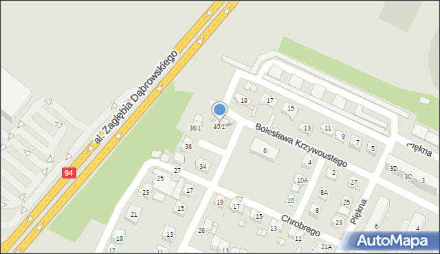 Sosnowiec, Króla Władysława Jagiełły, 40/1, mapa Sosnowca