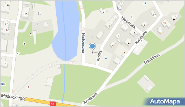 Spała, Krótka, 1, mapa Spała