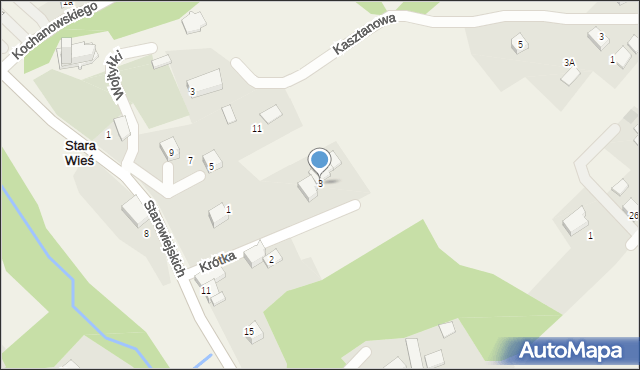 Stara Wieś, Krótka, 3, mapa Stara Wieś