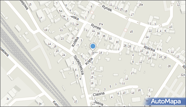 Starachowice, Kręta, 10, mapa Starachowic