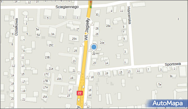 Starogard Gdański, Króla Władysława Jagiełły, 22A, mapa Starogard Gdański