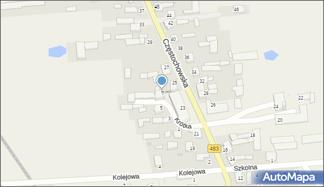 Stary Cykarzew, Krótka, 7, mapa Stary Cykarzew