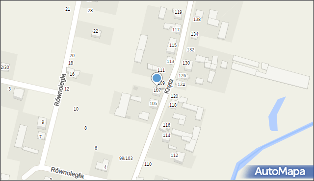 Stary Kocin, Kręta, 107, mapa Stary Kocin