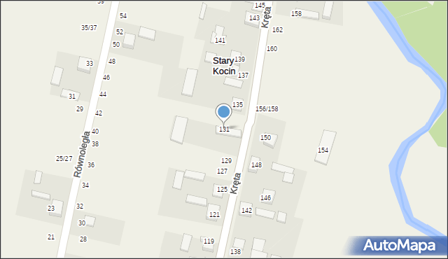 Stary Kocin, Kręta, 131, mapa Stary Kocin
