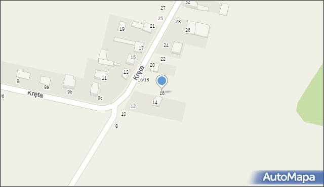 Stary Kocin, Kręta, 16, mapa Stary Kocin