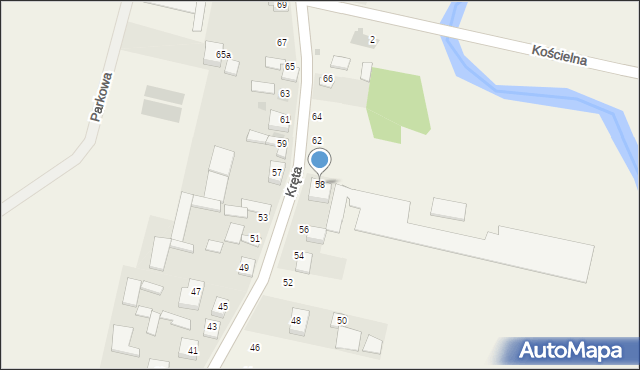 Stary Kocin, Kręta, 58, mapa Stary Kocin